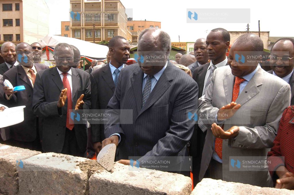 President Mwai Kibaki lays the foundation stone