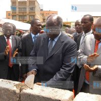 President Mwai Kibaki lays the foundation stone