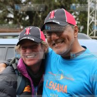 Tourism CS Najib Balala hugs Sally Grierson