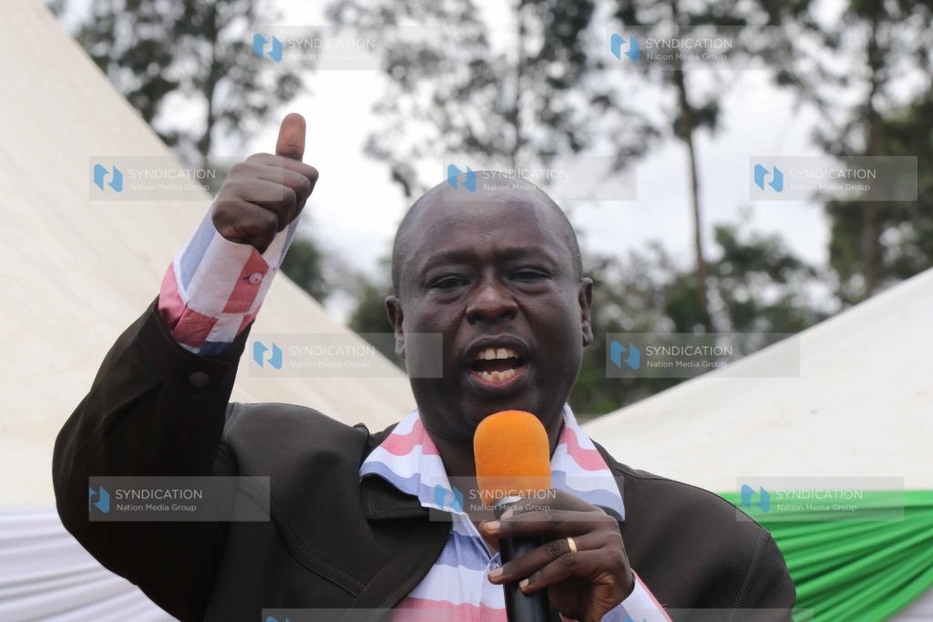 Mathira MP Rigathi Gachagua addresses students and their parents at Karatina stadium