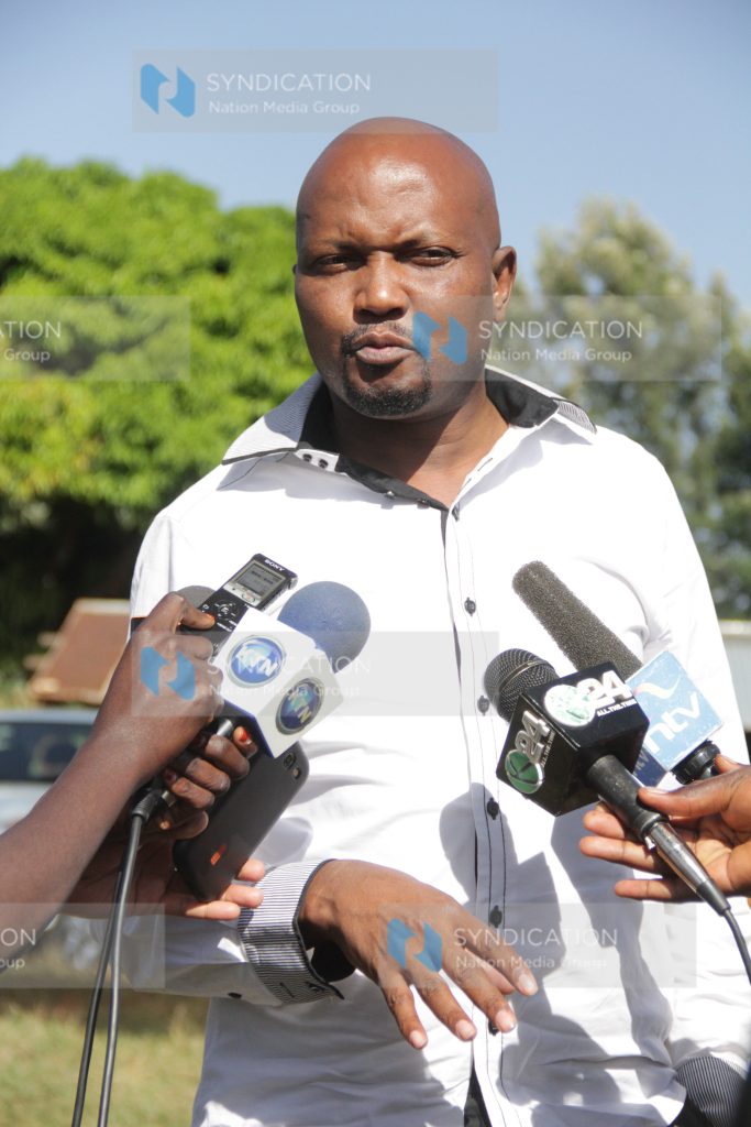 Jubilee government strategist Moses Kuria addresses a press conference