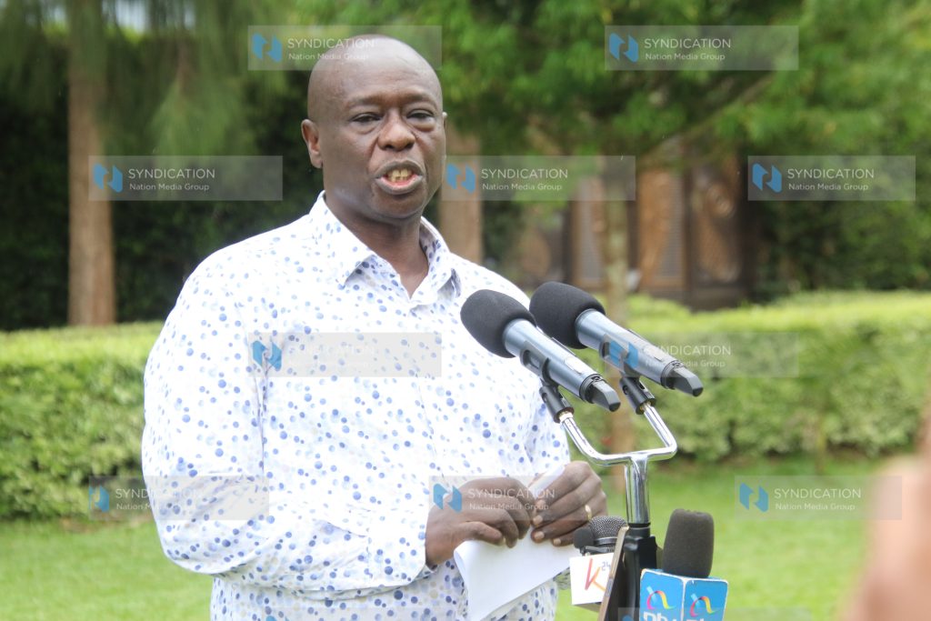 Former Deputy President Rigathi Gachagua addresses journalists