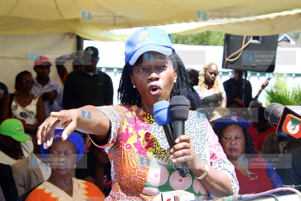 Narc Kenya leader Martha Karua addresses a meeting