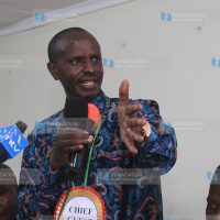 Knut secretary general Wilson Sossion speaks during a fund raiser