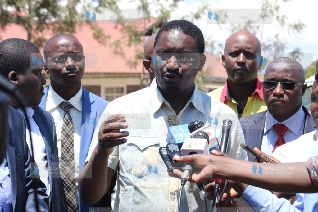 Devolution CS Mwangi Kiunjuri addresses journalists