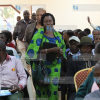 Narc Kenya leader Martha Karua arrives in a meeting with political aspirants from Nyeri county