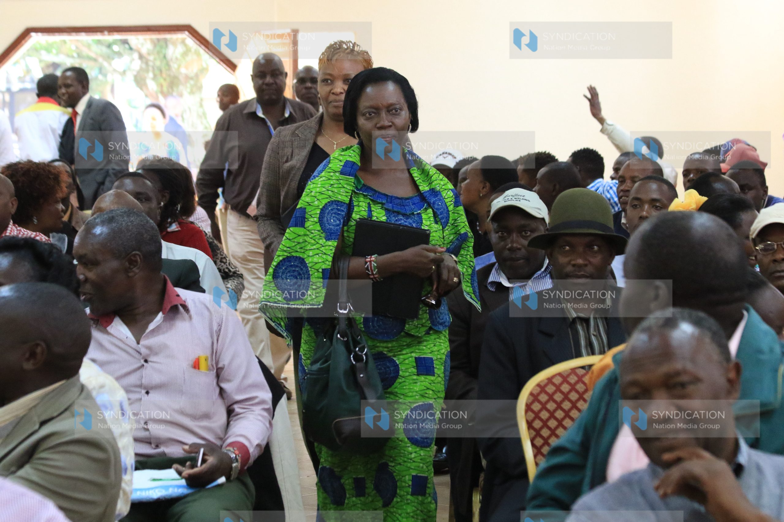 Narc Kenya leader Martha Karua arrives in a meeting with political aspirants from Nyeri county