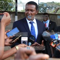 Machakos Governor Alfred Mutua addresses journalists in Nyeri town
