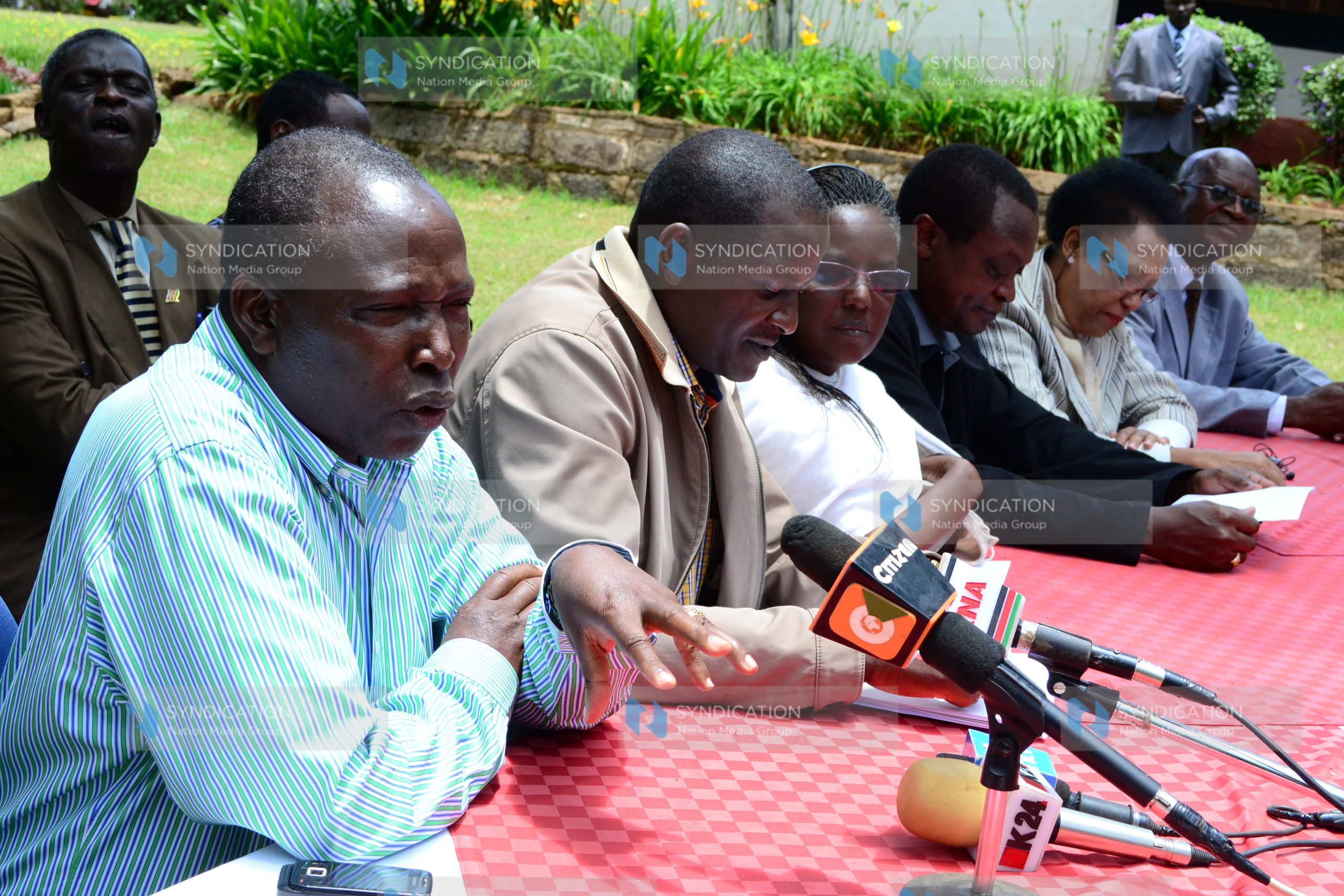 PNU party National organizing secretary Maina Kamanda addresses a press conference
