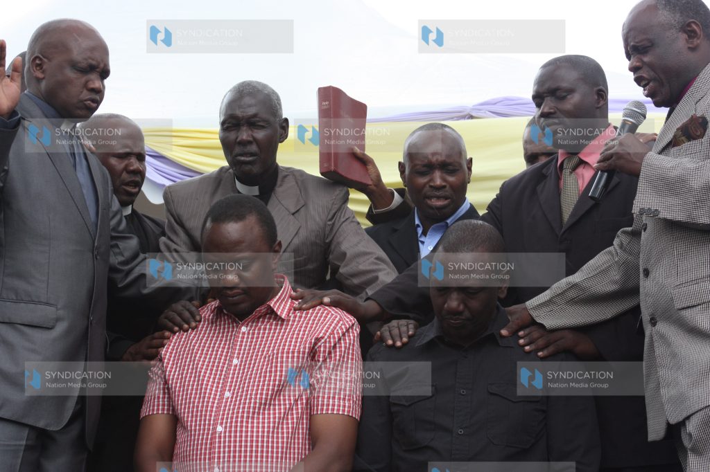 Various religious leaders from Nakuru pray for Deputy PM Uhuru Kenyatta and Eldoret North MP William Ruto