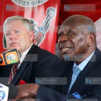 Eveready East Africa Ltd Chairman Board of Directors Hon Moody Awori and the outgoing Managing Director and CEO Mr. Steve Smith