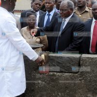President Mwai Kibaki laying the foundation stone for the trauma center