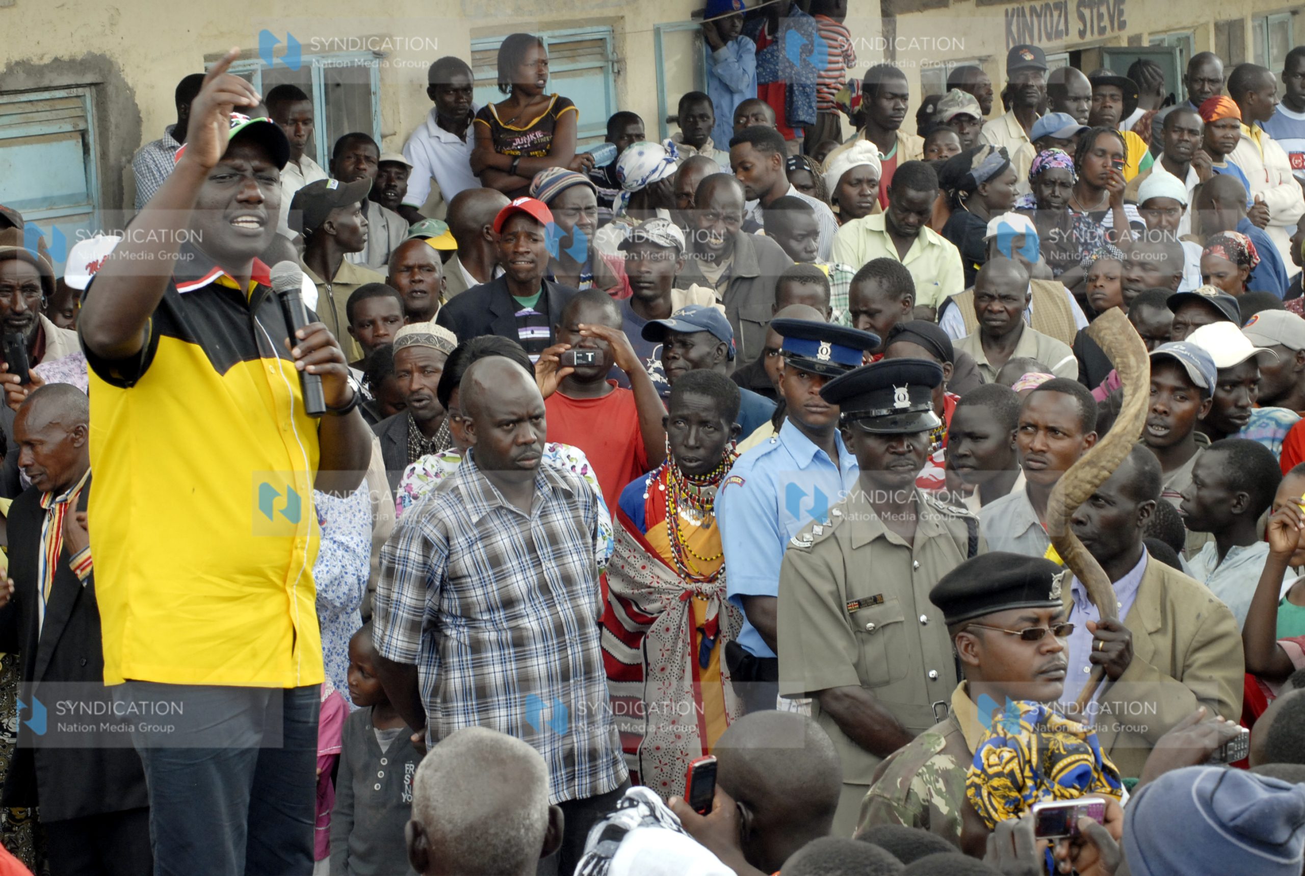 Presidential hopeful William Ruto addressing a political rally