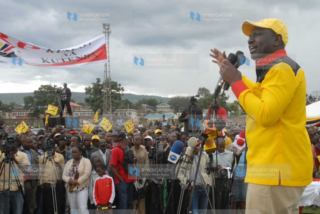 Eldoret North MP William Ruto addressing a rally