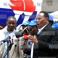 Internal Security Minister George Saitoti addressing locals