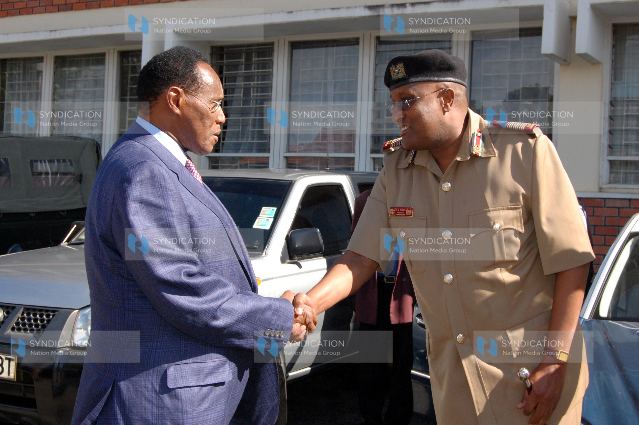 Internal Security minister George Saitoti meets Rift Valley PC Osman Warfa