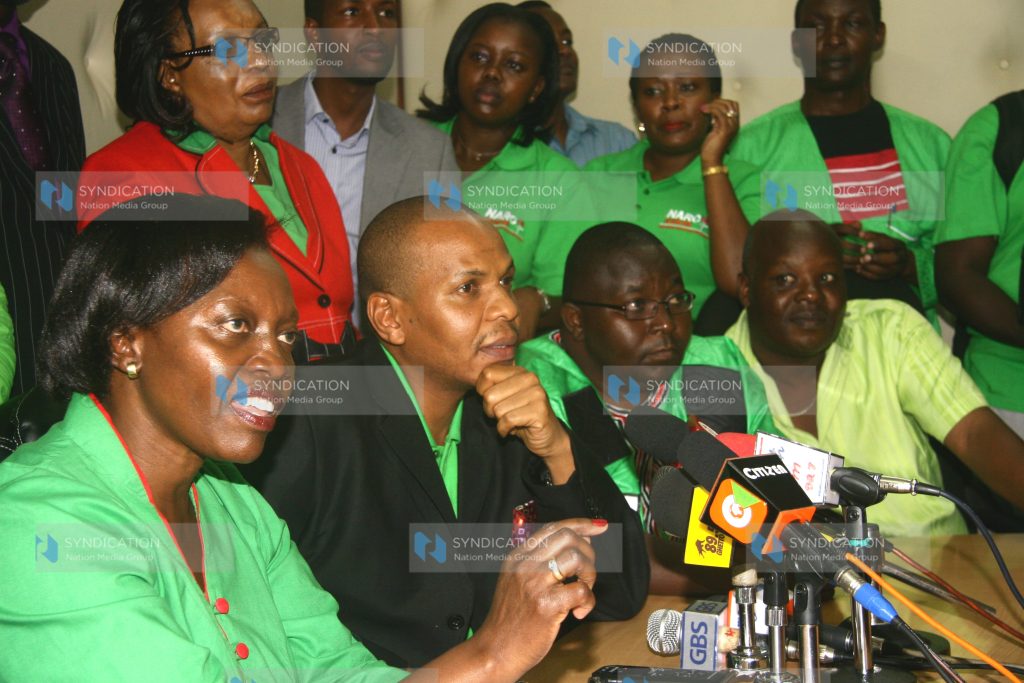 Narc-Kenya party leader Martha Karua, Secretary General Danson Mungatana with other party leaders