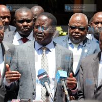 NASA Co-Principals Raila Odinga, Moses Wetangula, Kalonzo Musyoka and Coalition Senators