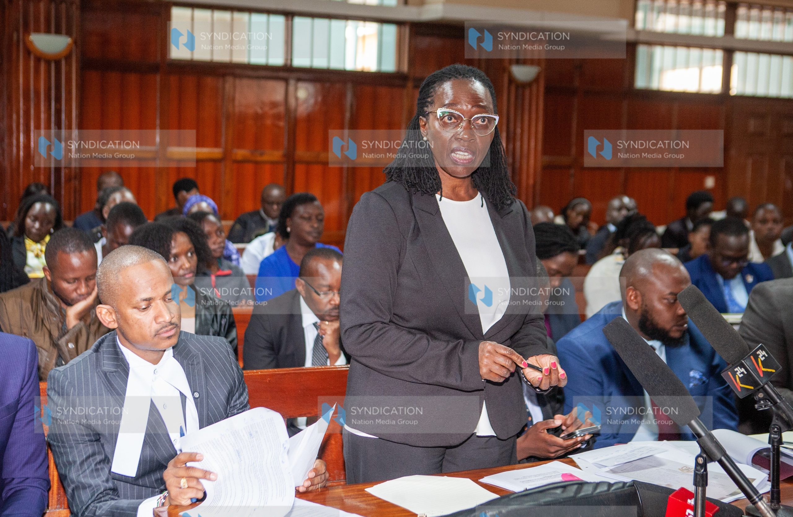 Lawyer Martha Karua at the Milimani Law courts