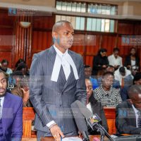 Lawyer Babu Owino at the Milimani Law courts