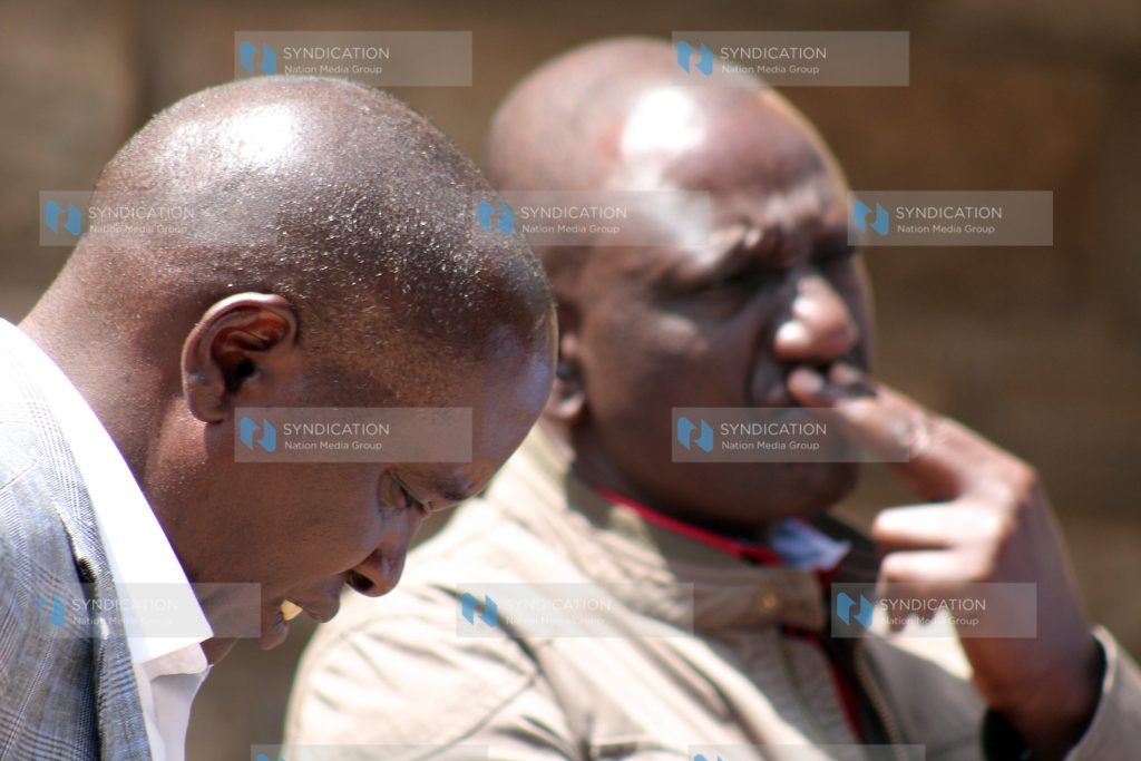 Deputy President William Ruto and Kajiado Gubernatorial Aspirant on Jubilee ticket Joseph Ole Lenku