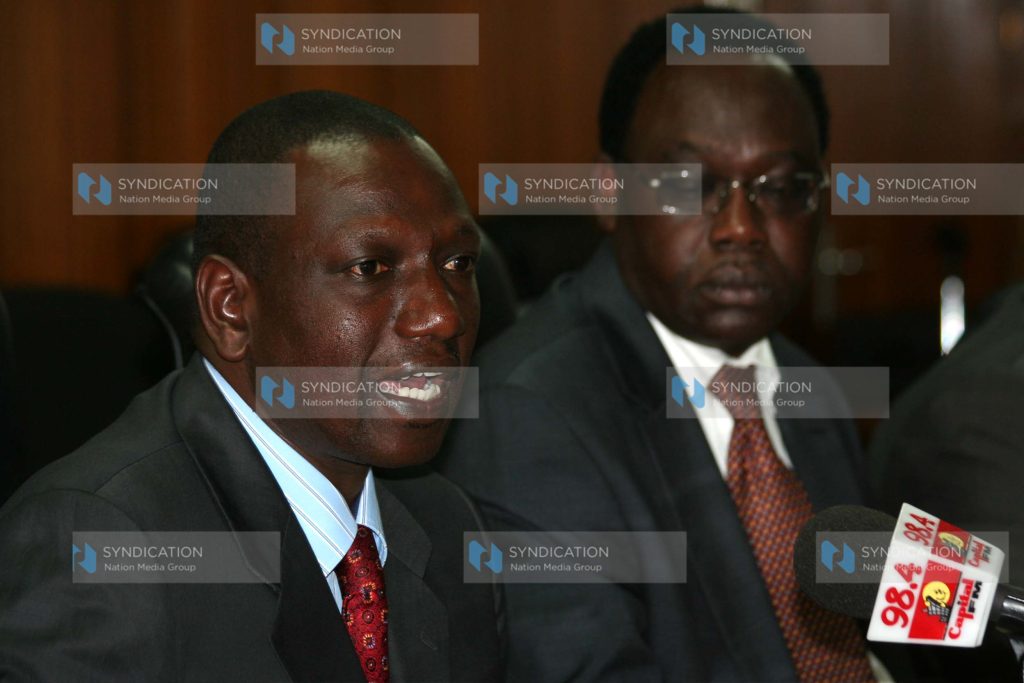 Agriculture Minister William Ruto with the Permanent Secretary Dr Romano Kiome