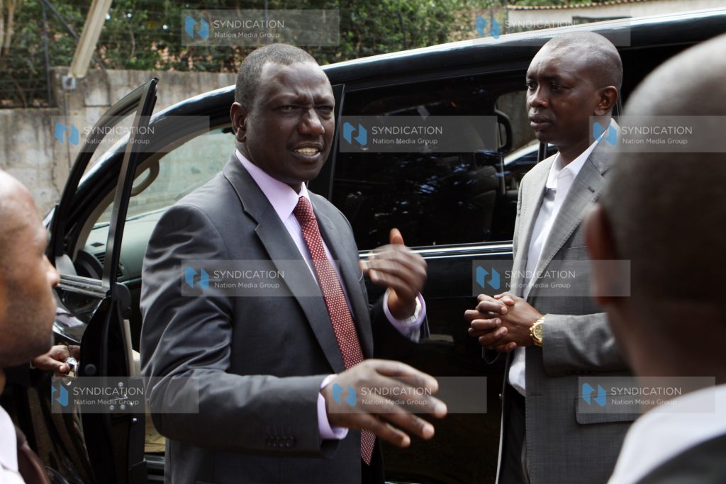 William Ruto speaks with party supporters