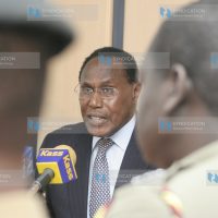 Minister of State for Provincial Administration and Internal Security, George Saitoti during a media brief