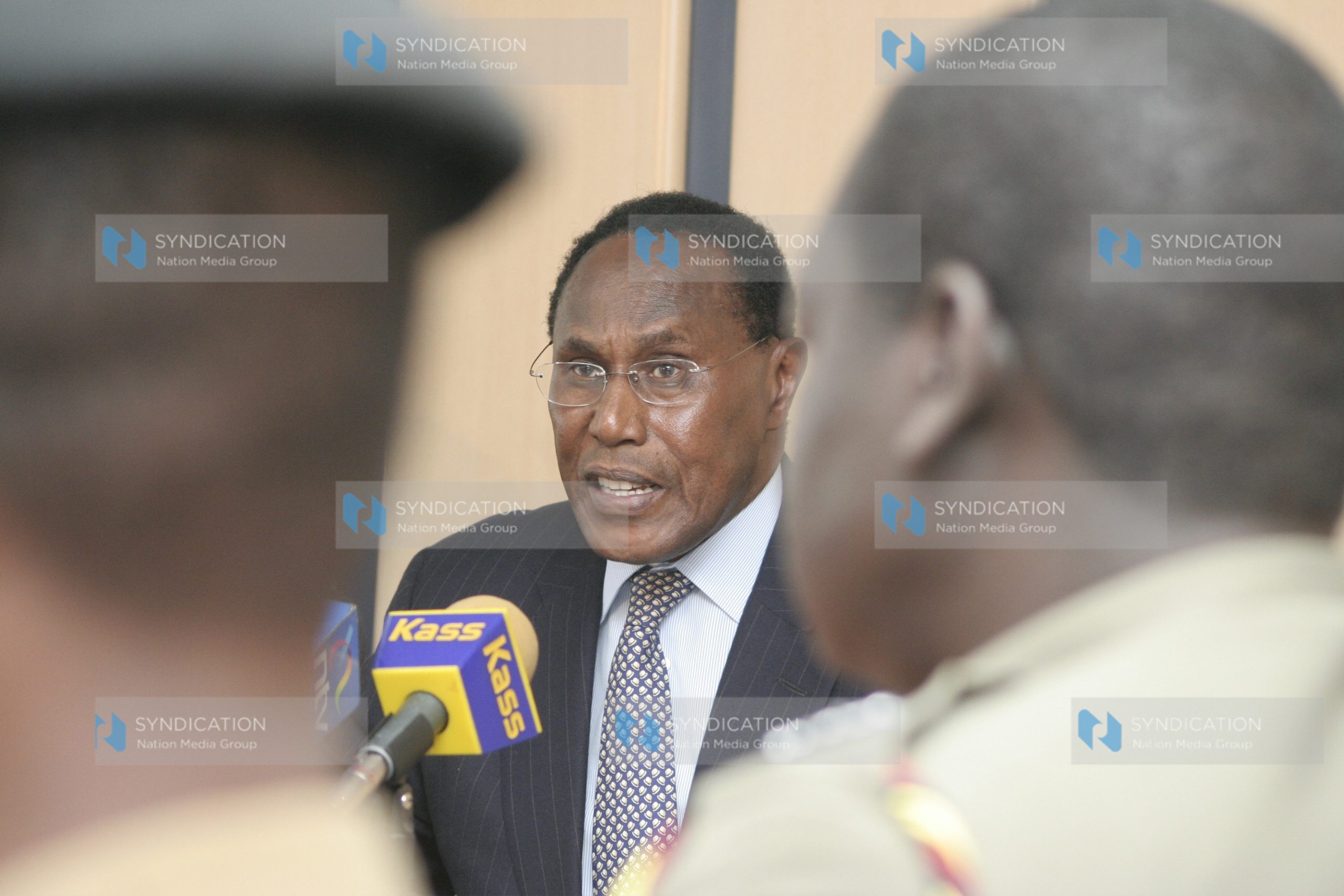 Minister of State for Provincial Administration and Internal Security, George Saitoti during a media brief
