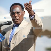 Internal Security minister George Saitoti addresses teachers
