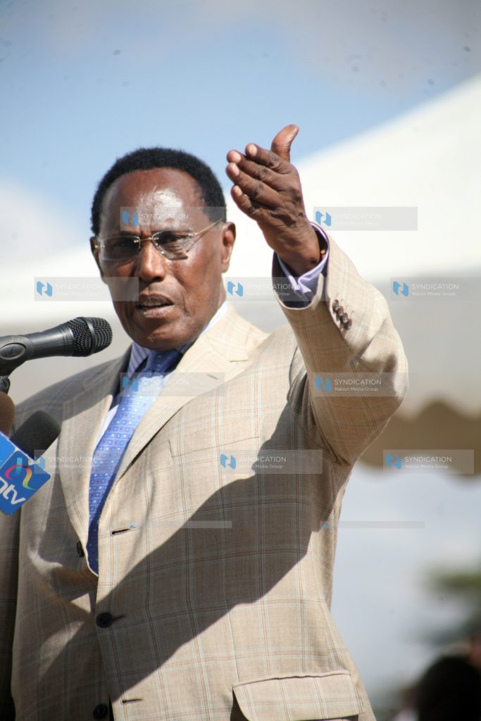 Internal Security minister George Saitoti addresses teachers