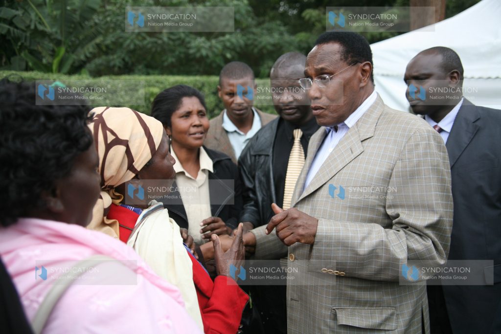 Internal security minister George Saitoti meets his constituents