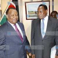Chief of Defense Forces General Julius Karangi with Internal Security Minister prof George Saitoti