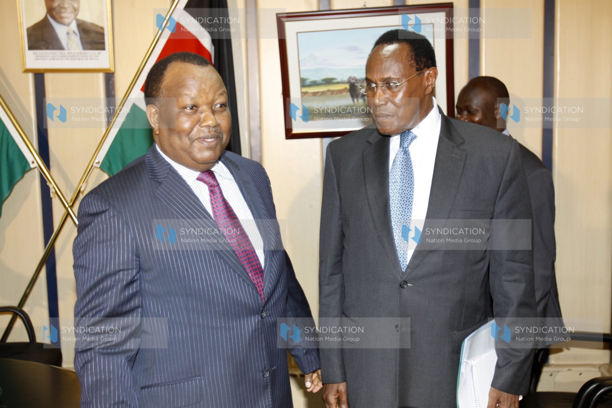 Chief of Defense Forces General Julius Karangi with Internal Security Minister prof George Saitoti