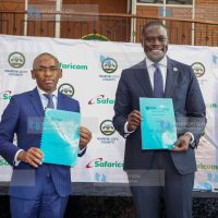 Nairobi County Governor Sakaja Johnson and Safaricom CEO, Peter Ndegwa