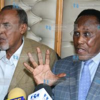 Internal Security Minister Prof George Saitoti and Defense Minister Yusuf Mohammed Haji