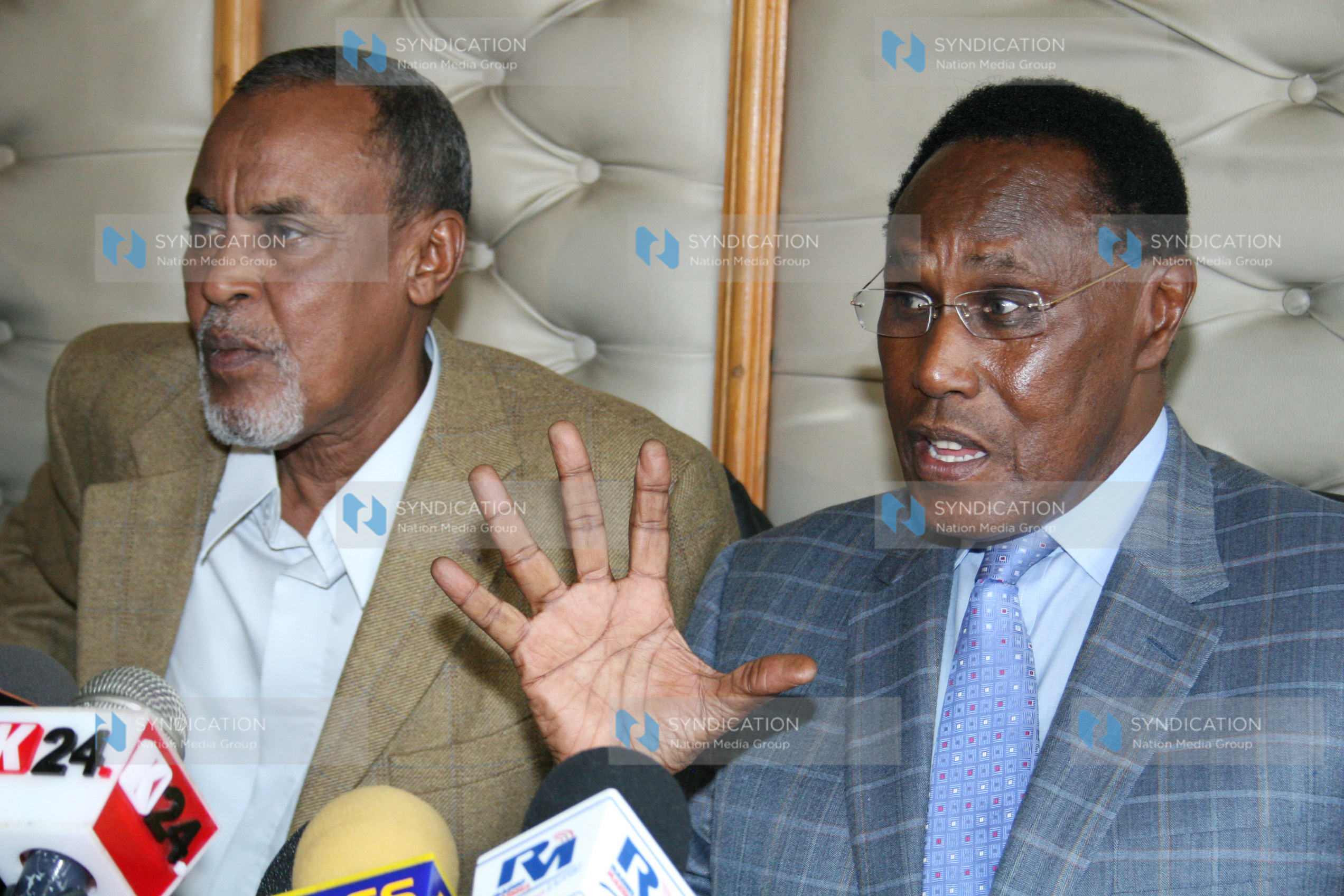 Internal Security Minister Prof George Saitoti and Defense Minister Yusuf Mohammed Haji