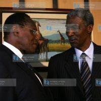 George Saitoti Minister for Internal Security and Michael Gichangi Brigadier Director National Intelligence Security