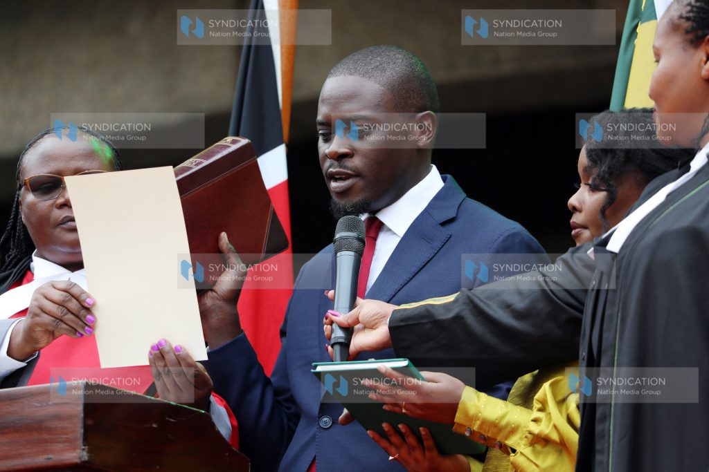 Nairobi governor Johnson Sakaja taking the oath of office