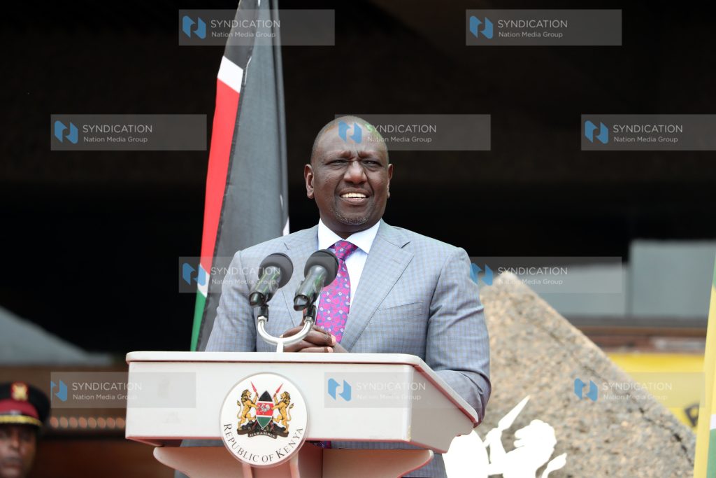 President elect Dr William Ruto during the swearing-in of Nairobi Governor Johnson Sakaja