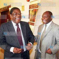 Attorney General Amos Wako is welcomed by Mr. George Kegoro