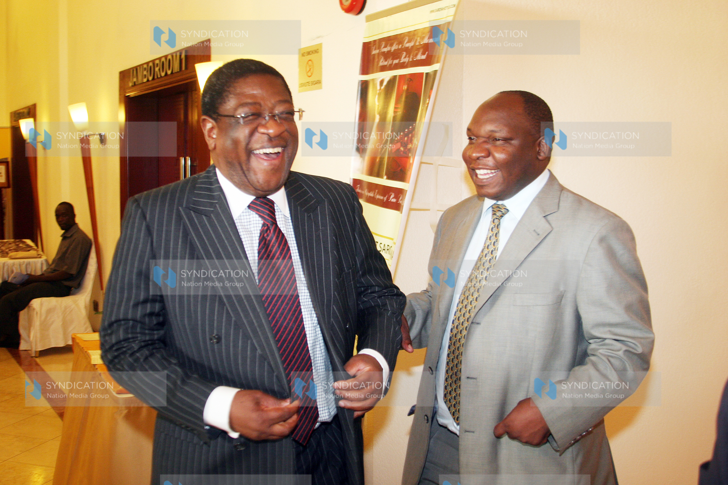 Attorney General Amos Wako is welcomed by Mr. George Kegoro