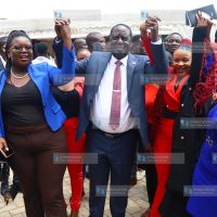 Azimio la Umoja Party Leader Raila Odinga (centre)