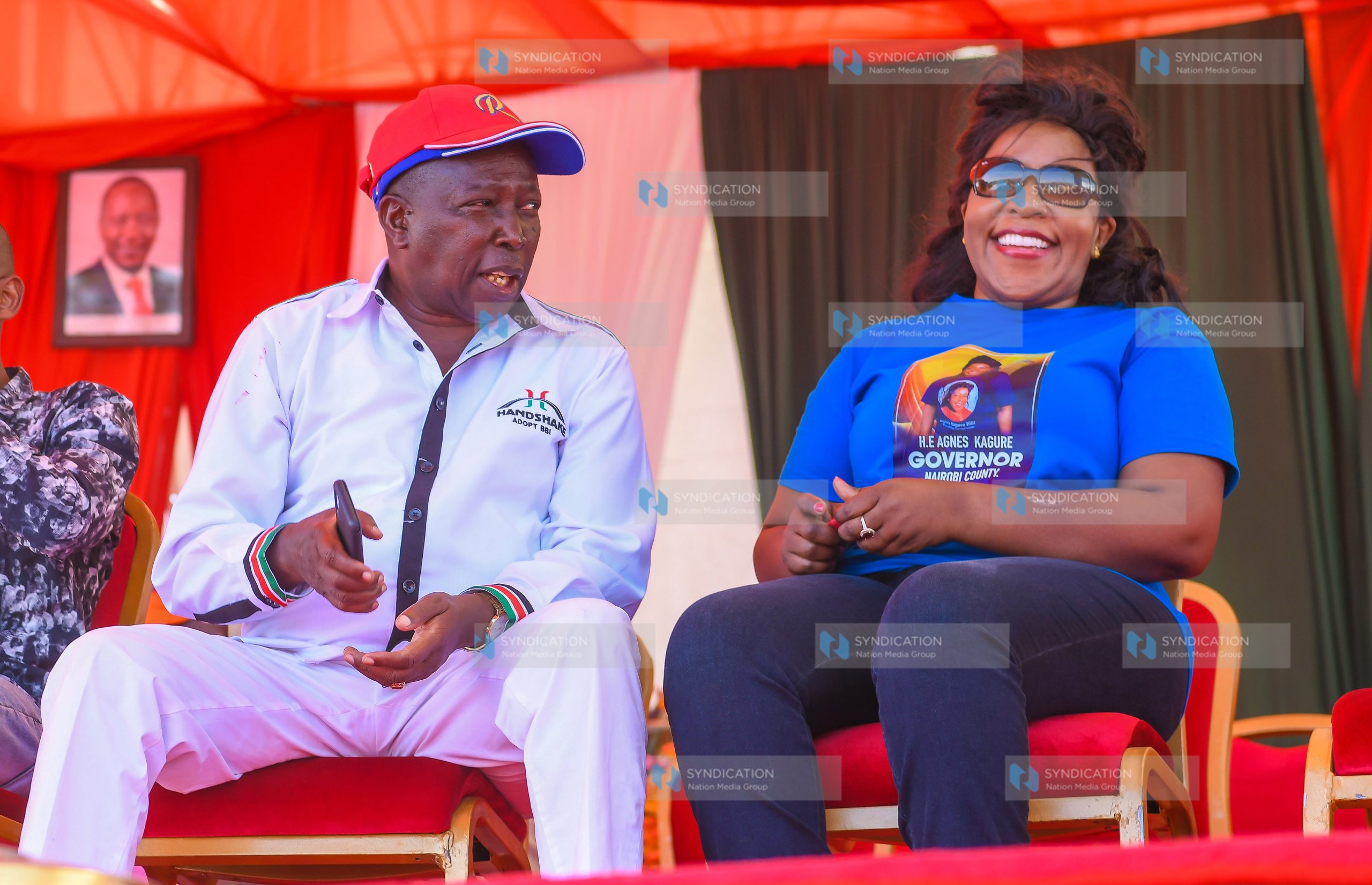 Agnes Kagure [R] together with Nominated MP Maina Kamanda