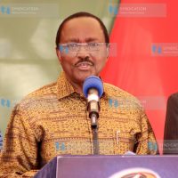 Kalonzo Musyoka addressing journalists during a press conference