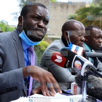 Magharibi Youth Movement leaders led by Edwin Sifuna address the media