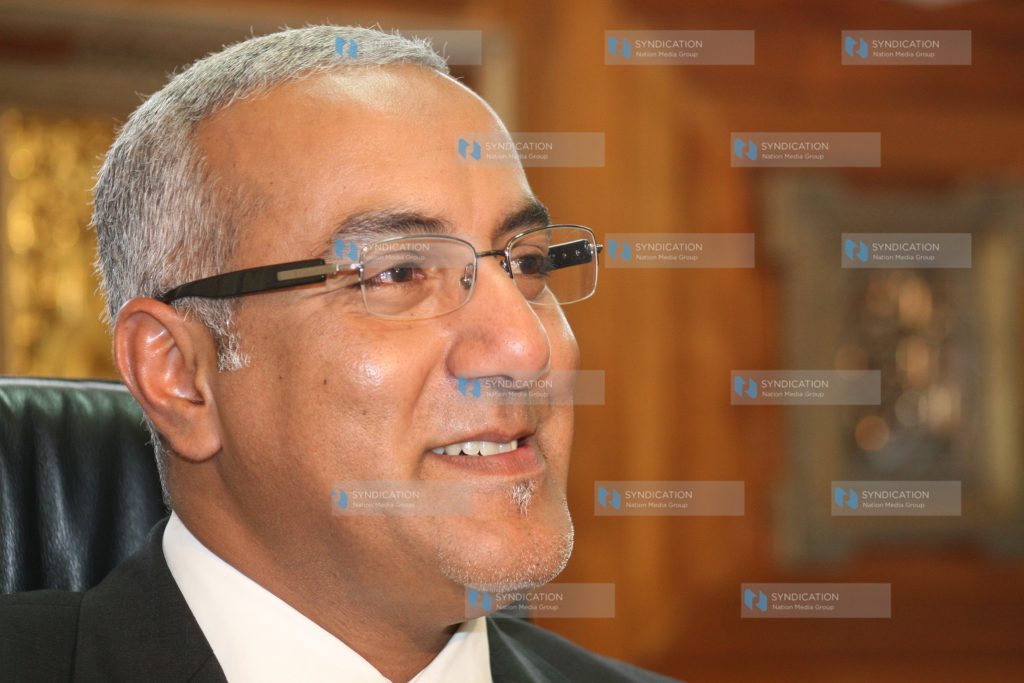 Najib Balala addressing a news conference at Utalii House