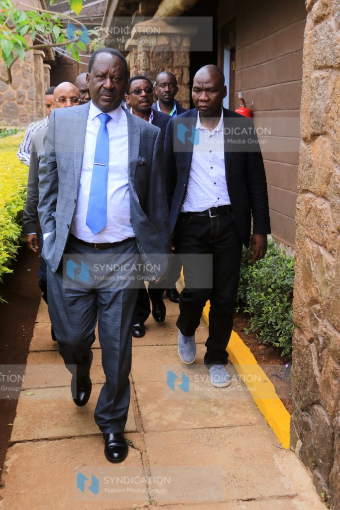 Nasa leaders led by Raila Odinga arrive at Bomas of Kenya