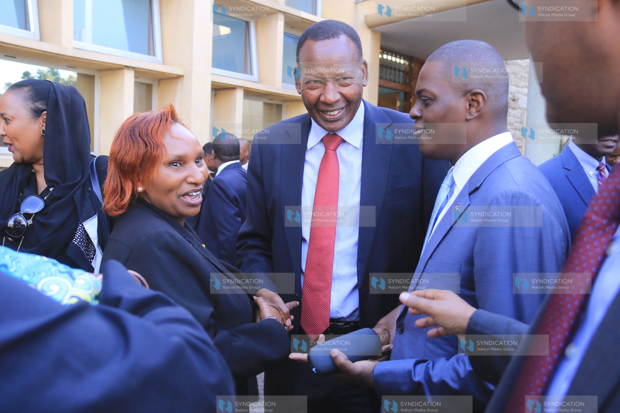 CS for Interior and Coordination Joseph ole Nkaissery having a word with some members of parliament