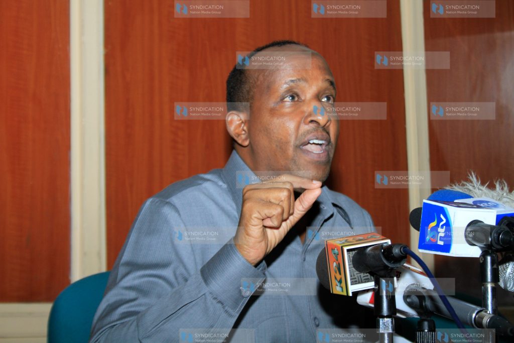 Majority leader in National Assembly Aden Duale address the press